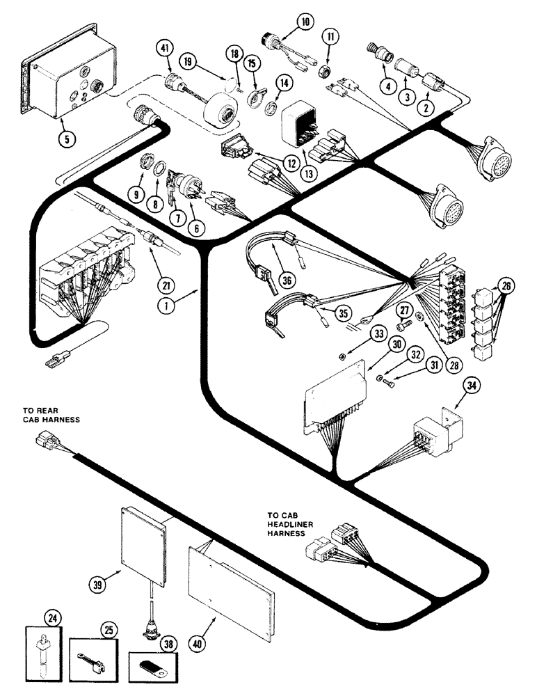 Схема запчастей Case IH 4694 - (4-068) - LOWER CAB HARNESS, PRIOR TO P.I.N. 8866676 (04) - ELECTRICAL SYSTEMS