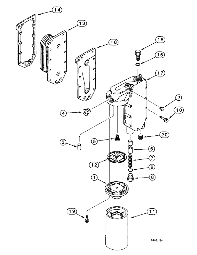 Схема запчастей Case IH 2188 - (2-32) - OIL FILTER AND COOLER, 6TA-830 ENGINE, PRIOR TO COMBINE P.I.N. JJC0191483 (01) - ENGINE