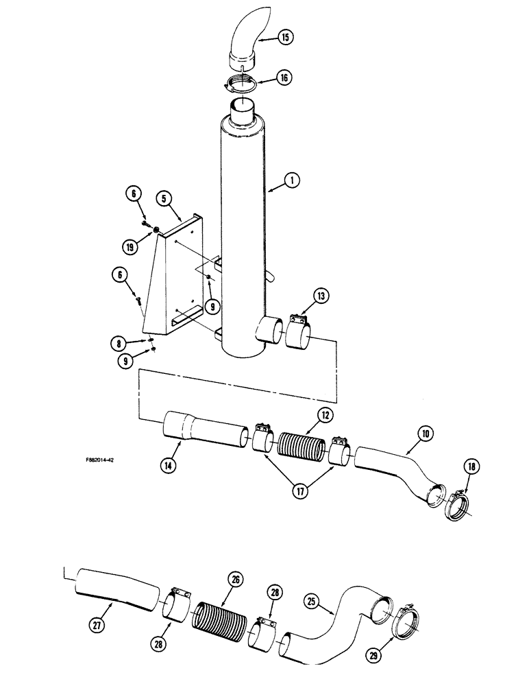 Схема запчастей Case IH 9150 - (2-32) - EXHAUST SYSTEM (02) - ENGINE