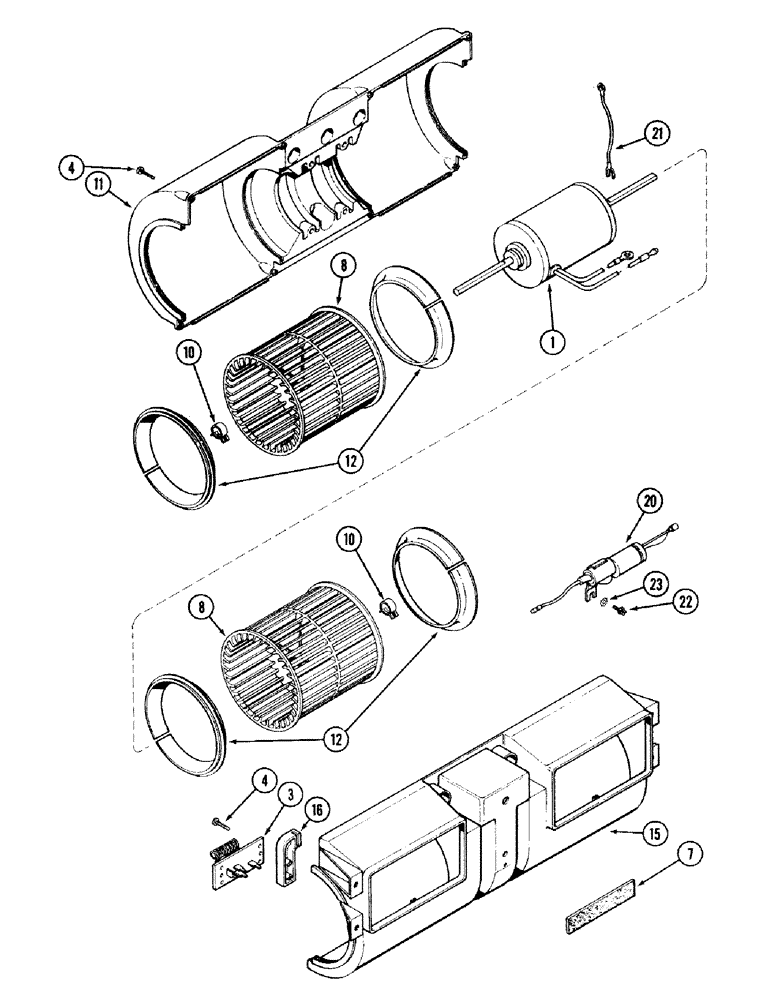 Схема запчастей Case IH 2394 - (9-124) - CAB, BLOWER ASSEMBLY (09) - CHASSIS/ATTACHMENTS