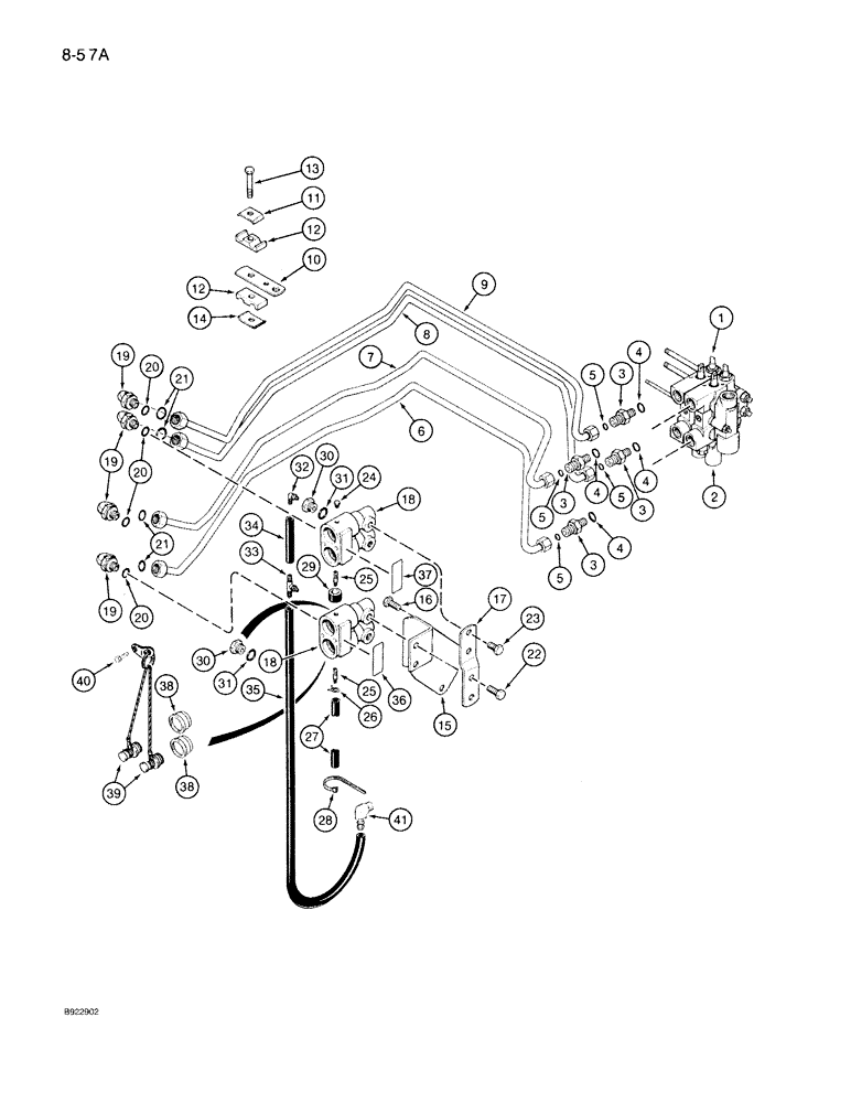 Схема запчастей Case IH 7130 - (8-057A) - FIRST AND SECOND CIRCUIT REMOTE HYDRAULICS, TRANSMISSION SERIAL NUMBER AJB0060500 AND AFTER (08) - HYDRAULICS