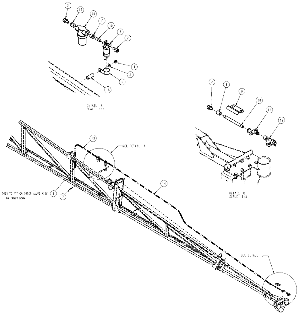 Схема запчастей Case IH SPX3310 - (11-012) - FENCE ROW NOZZLE GROUP, 90, RIGHT BOOM Options