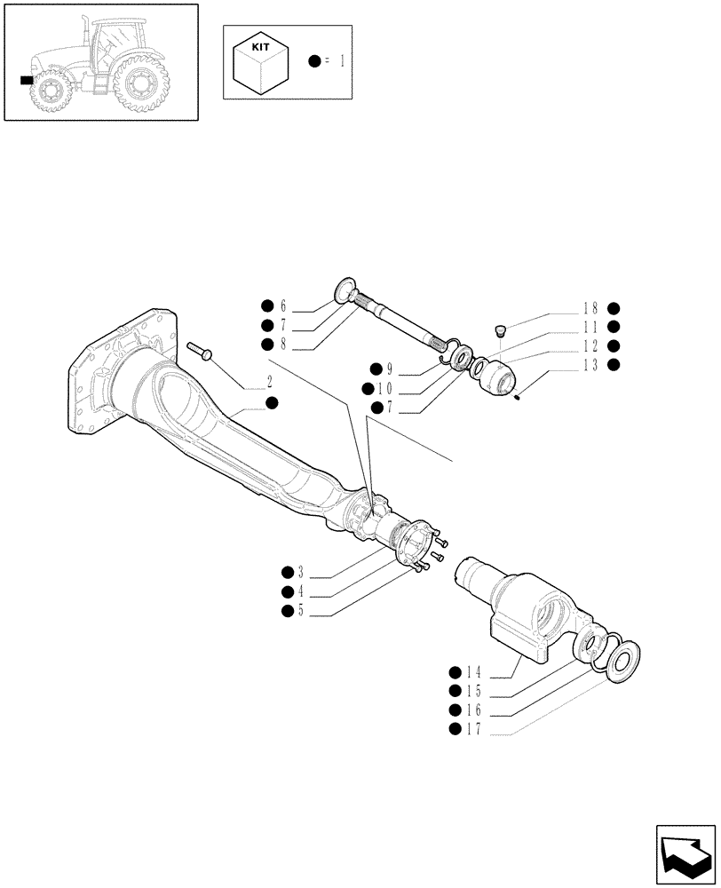 Схема запчастей Case IH PUMA 165 - (1.21.3[01]) - (VAR.212-463) 4WD FRONT AXLE WITH ACTIVE SUSPENSIONS - ARM AND SHAFT (03) - TRANSMISSION