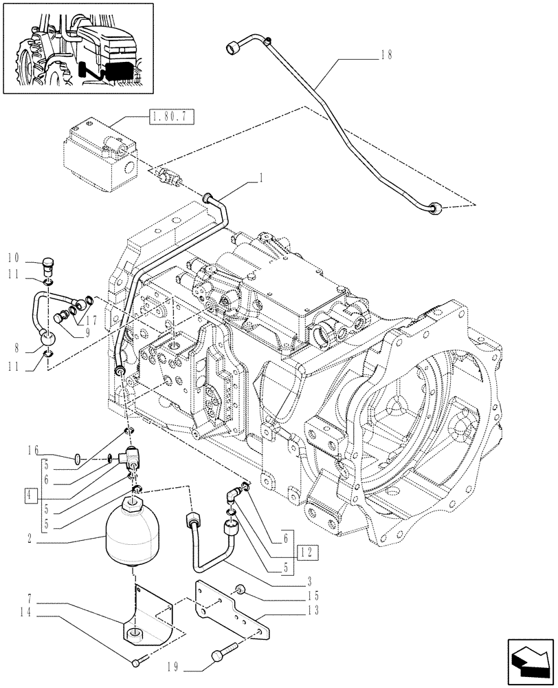 Схема запчастей Case IH MAXXUM 100 - (1.29.6/01[01A]) - TRANSMISSION 16X16 AND 17X16 - TRANSMISSION VALVE BLOCK PIPES - D6562 - C6741 (03) - TRANSMISSION