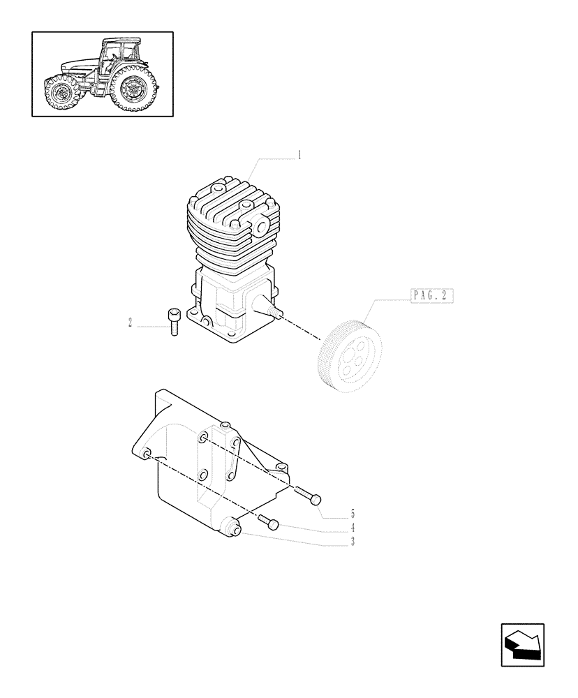 Схема запчастей Case IH MXU110 - (1.68.6[01]) - (VAR.178-242-243-385-448) TRAILER AIR BRAKE - COMPRESSOR AND SUPPORT (05) - REAR AXLE