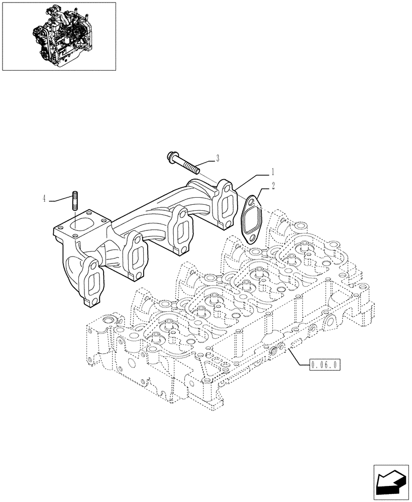 Схема запчастей Case IH JX1095C - (0.07.7) - EXHAUST MANIFOLD (01) - ENGINE