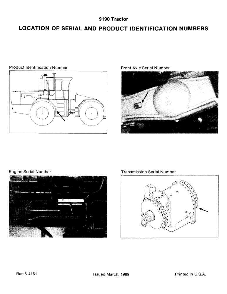 Схема запчастей Case IH KP-525 - (1-02) - LOCATION OF SERIAL NUMBER AND PRODUCT IDENTIFICATION (00) - PICTORIAL INDEX