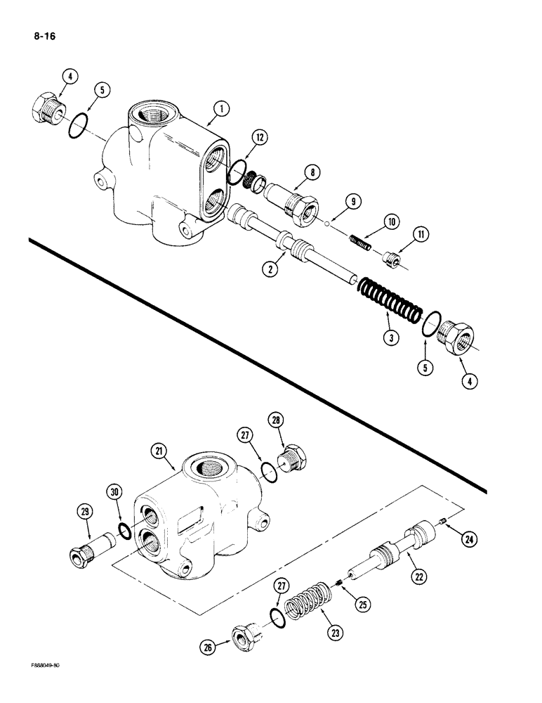 Схема запчастей Case IH 9190 - (8-16) - PRIORITY VALVE ASSEMBLY, PRIOR TO P.I.N. 131-05017 (08) - HYDRAULICS