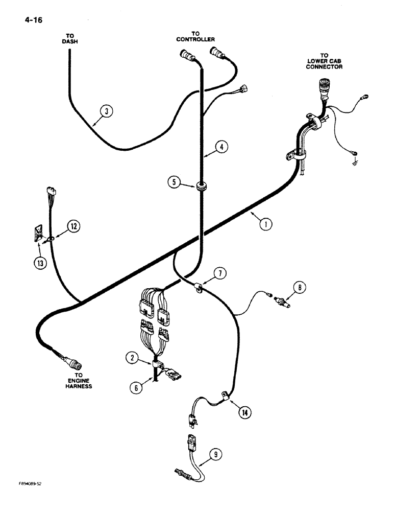 Схема запчастей Case IH 9180 - (4-16) - TRANSMISSION HARNESS (04) - ELECTRICAL SYSTEMS