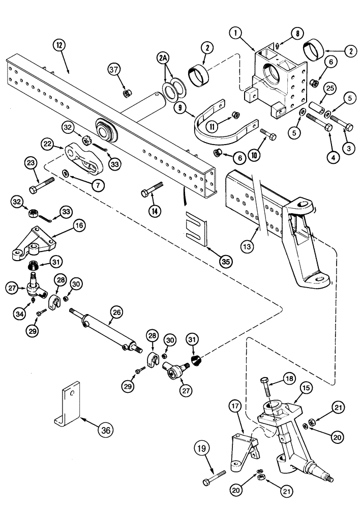 Схема запчастей Case IH 2377 - (05-06) - AXLE, ADJUSTABLE STEERING, DUAL CYLINDER (04) - STEERING