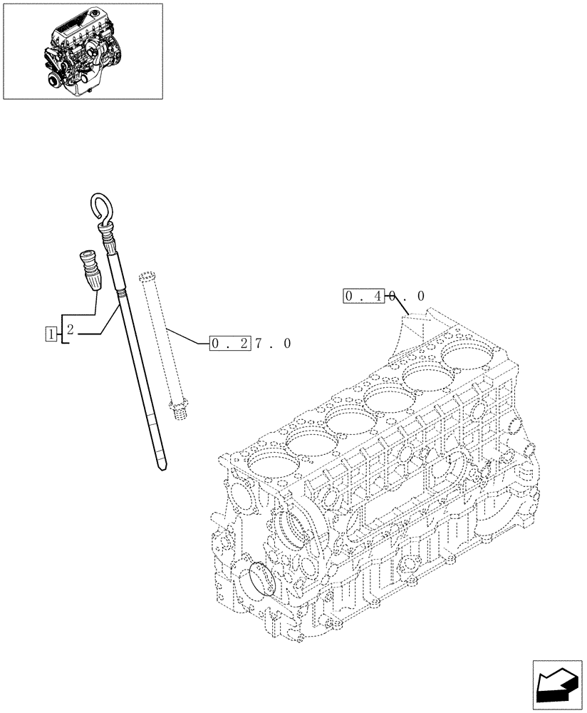 Схема запчастей Case IH F2BE0684A B003 - (0.27.1[01]) - OIL DIPSTICK (500366114) 