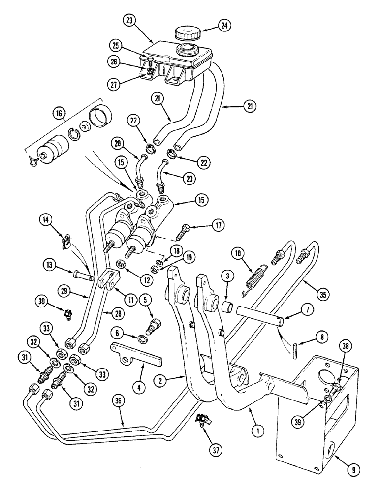 Схема запчастей Case IH 1294 - (7-202) - BRAKE PEDALS AND MASTER CYLINDERS, TRACTORS WITH CAB (07) - BRAKES