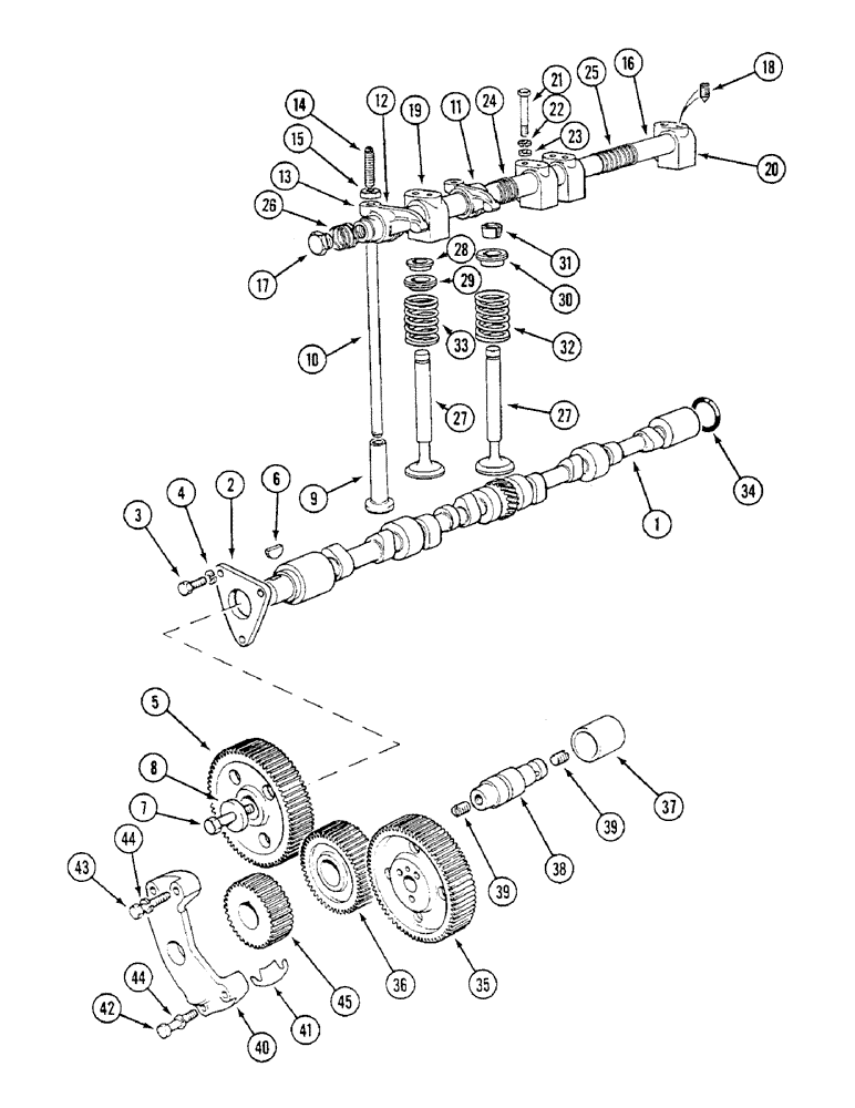 Схема запчастей Case IH 1294 - (2-14) - VALVE MECHANISM AND TIMING GEARS (02) - ENGINE