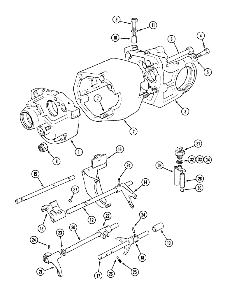 Схема запчастей Case IH 1494 - (6-172) - GEARBOX HOUSING AND SELECTOR MECHANISM, SYNCHROMESH TRACTORS, PRIOR TO P.I.N. 11194089 (06) - POWER TRAIN