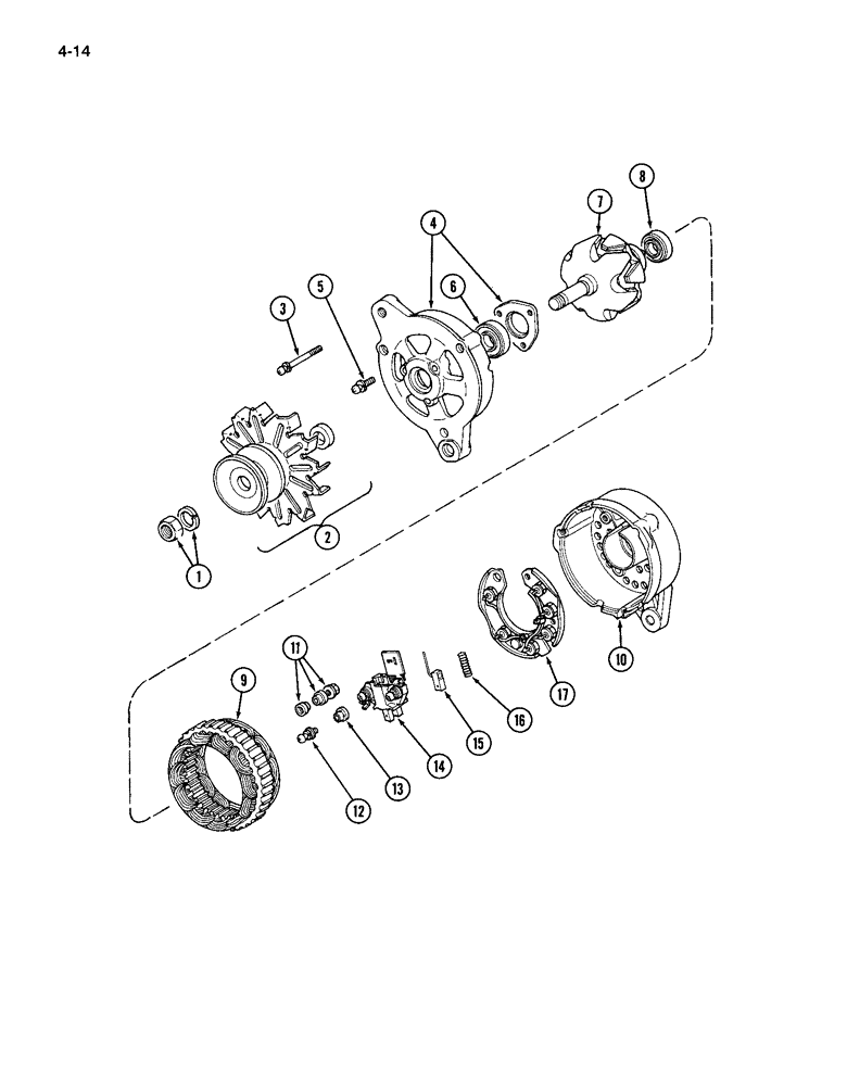 Схема запчастей Case IH 265 - (4-14) - ALTERNATOR ASSEMBLY (04) - ELECTRICAL SYSTEMS