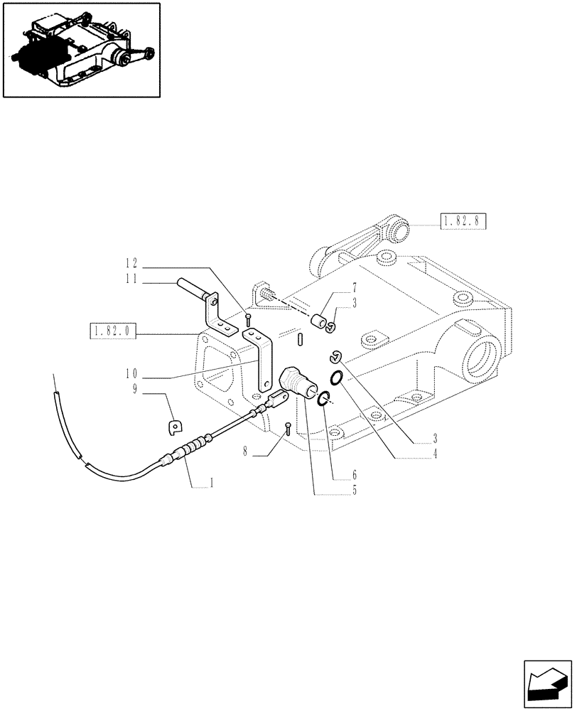 Схема запчастей Case IH JX80 - (1.82.5[02]) - LIFT CONTROLS - LEVERS AND FLEXIBLE CABLE (07) - HYDRAULIC SYSTEM