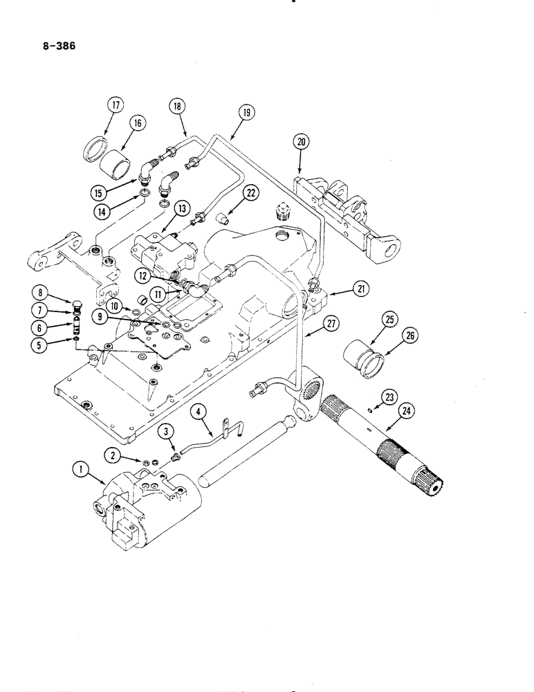 Схема запчастей Case IH 485 - (8-386) - DRAFT CONTROL (08) - HYDRAULICS