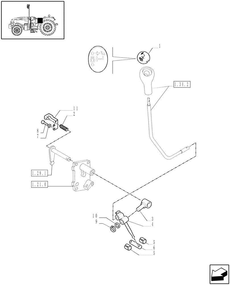 Схема запчастей Case IH JX1070N - (1.29.1/02) - (VAR.111/1) CREEPER TRANSMISSION 28X16 - BRACKET, HUB AND LEVER (03) - TRANSMISSION