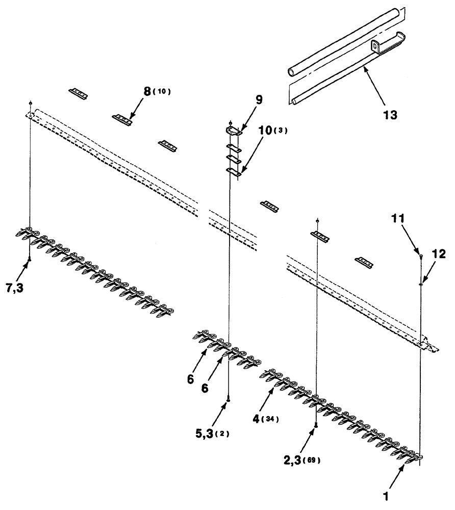 Схема запчастей Case IH 325 - (3-14) - GUARD ASSEMBLY (18 FOOT) (58) - ATTACHMENTS/HEADERS