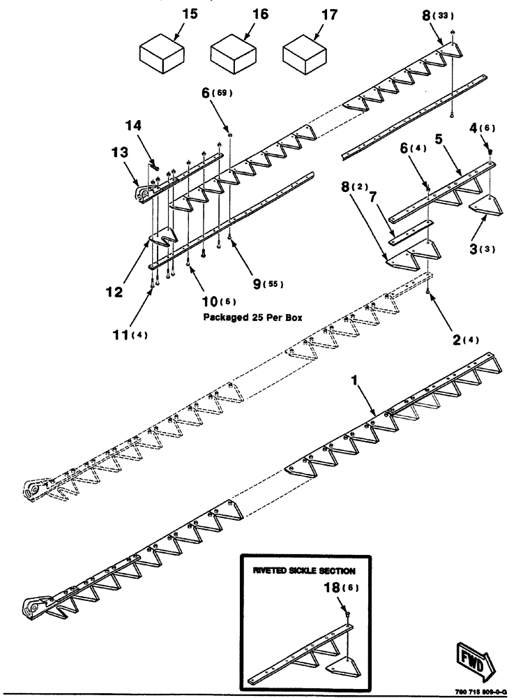 Схема запчастей Case IH 325 - (3-10) - SICKLE ASSEMBLY (RIGHT) (18 FOOT ONLY) (58) - ATTACHMENTS/HEADERS