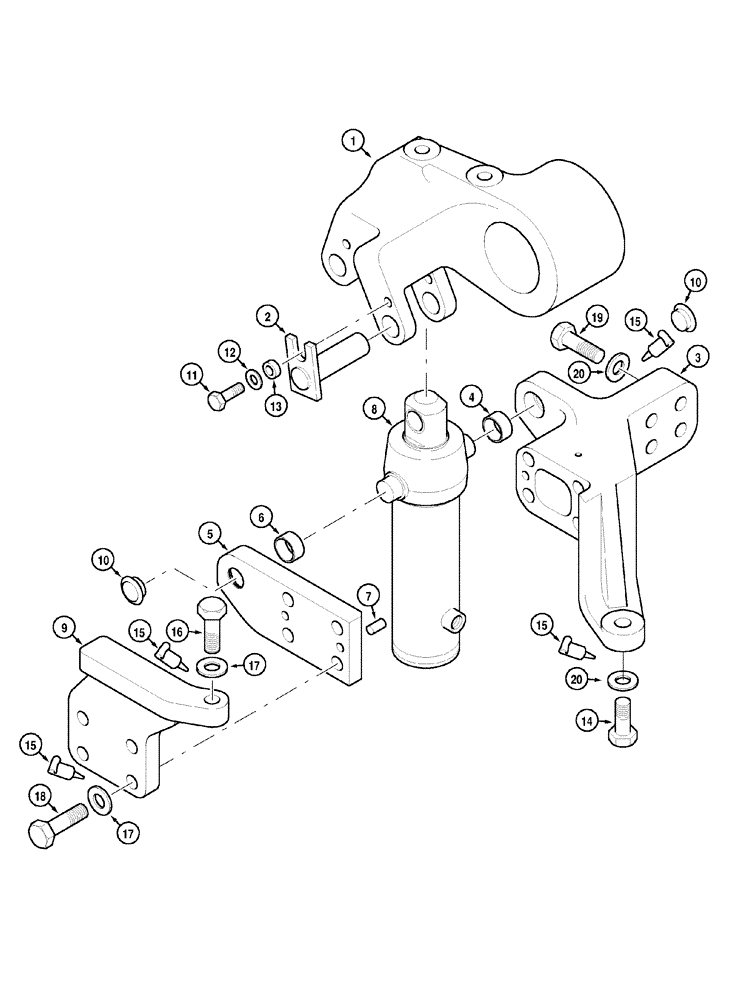 Схема запчастей Case IH MX110 - (09-62) - HITCH CYLINDER ASSEMBLY (09) - CHASSIS/ATTACHMENTS