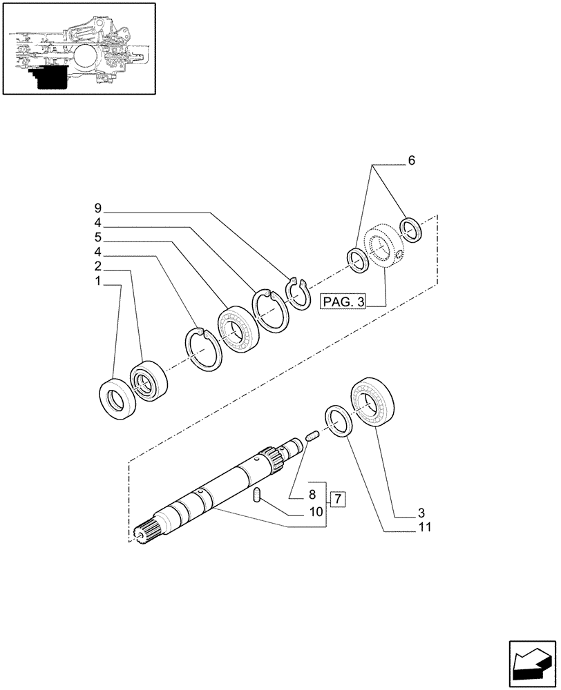 Схема запчастей Case IH JX1060C - (1.33.1/01[02]) - (VAR.006-307) 4WD ELECTROHYDRAULIC COUPLING - DRIVE SHAFT (04) - FRONT AXLE & STEERING