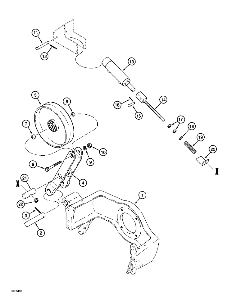 Схема запчастей Case IH 2044 - (9C-22) - REAR FAN PULLEY & LINKAGE, USED W/ 10" DIA. IDLER PULLEY, 2022 COTTON PICKER, P.I.N. JJC13600 & AFT. (15) - HANDLING SYSTEM