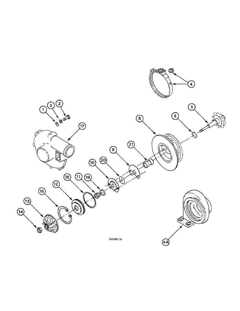 Схема запчастей Case IH DT-361 - (8-71A) - TURBOCHARGER, 1206 AND 21206 TRACTORS 