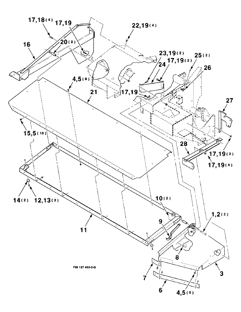 Схема запчастей Case IH 8309 - (7-28) - SHIELDS ASSEMBLY, CUTTERBAR (90) - PLATFORM, CAB, BODYWORK AND DECALS