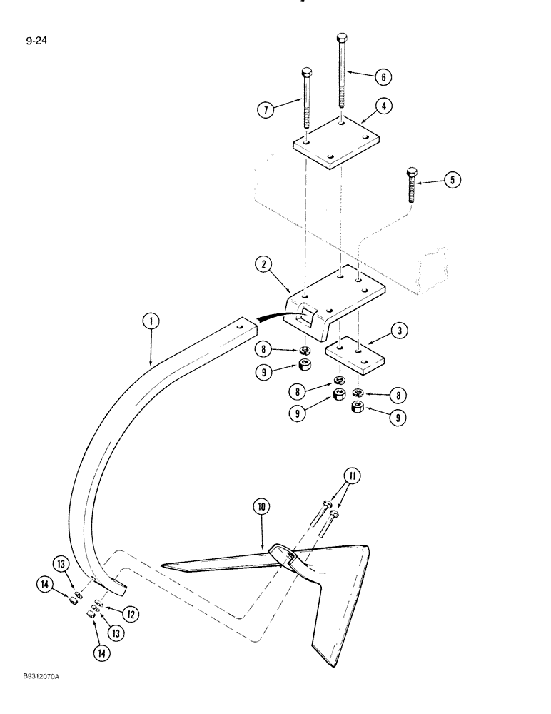 Схема запчастей Case IH 1840 - (9-24) - RIGID CLAMP AND SHANK, 25 INCH CLEARANCE 