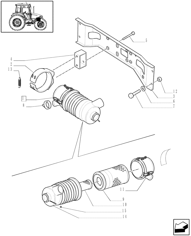 Схема запчастей Case IH JX70 - (1.19.1[01]) - DRY AIR CLEANER - C6355 (02) - ENGINE EQUIPMENT