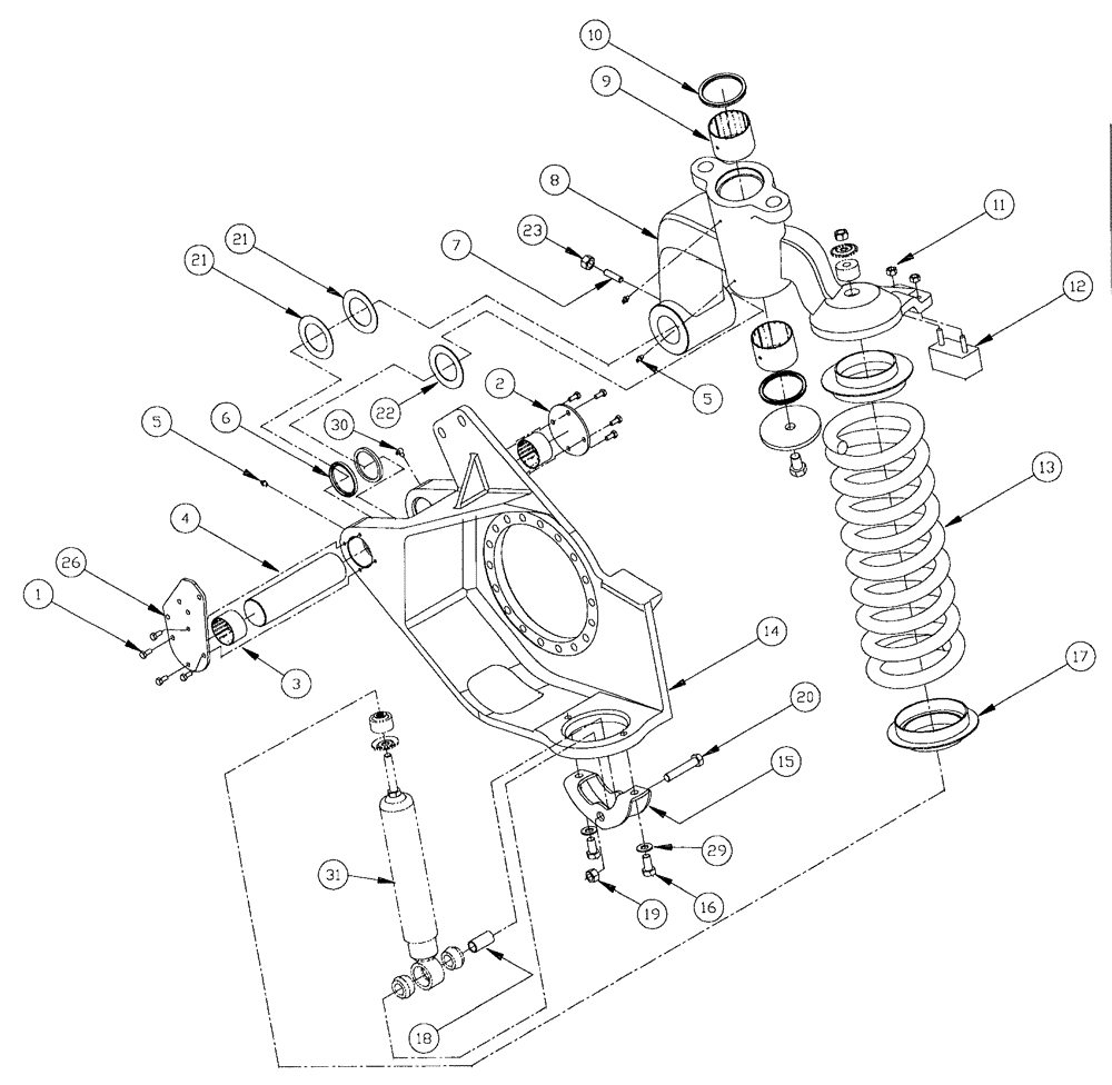 Схема запчастей Case IH SPX4260 - (096) - STRUT ASSEMBLY RH (48) - TRACKS & TRACK SUSPENSION