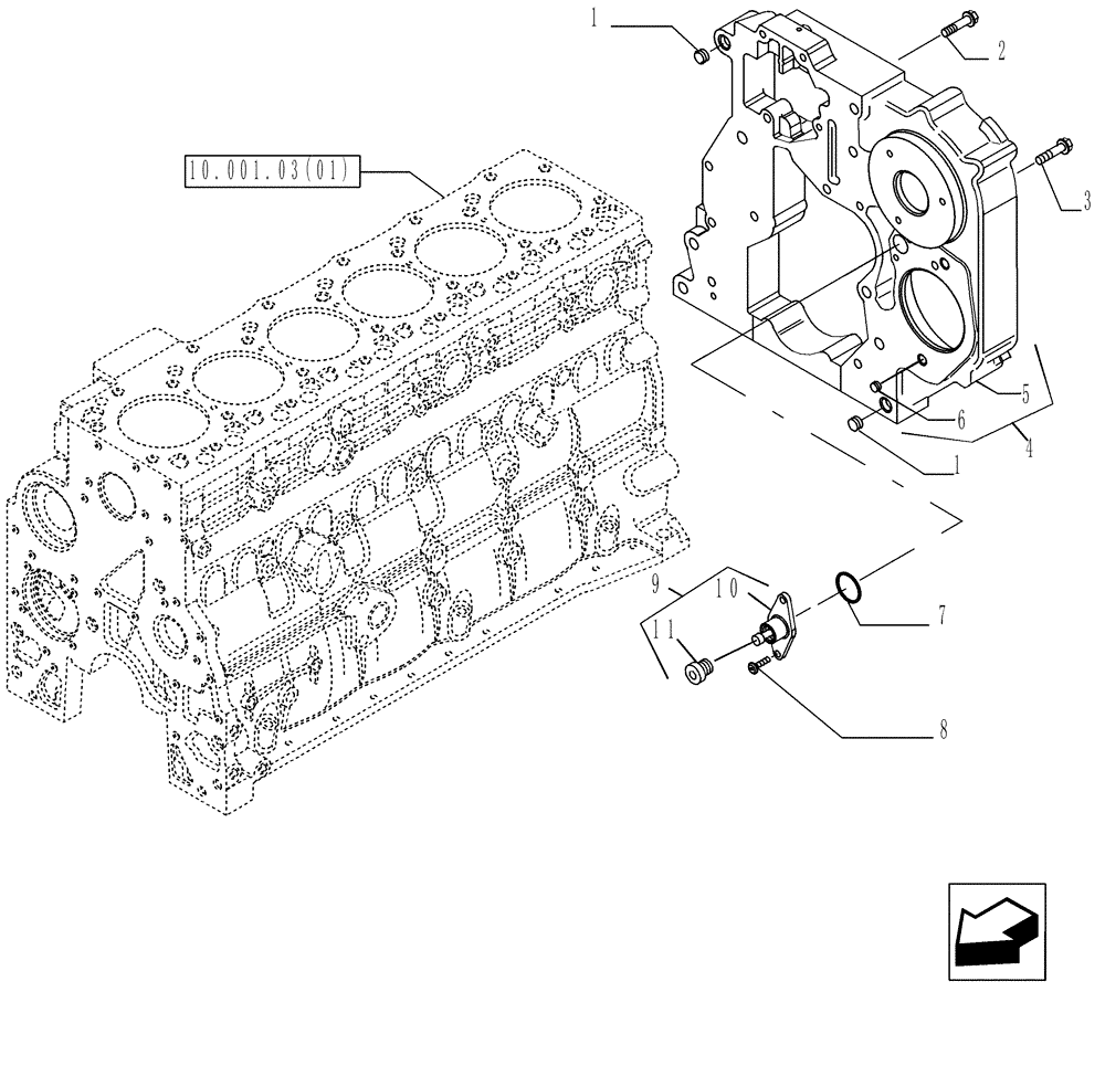 Схема запчастей Case IH P140 - (10.102.02[01]) - CRANKCASE COVERS (10) - ENGINE