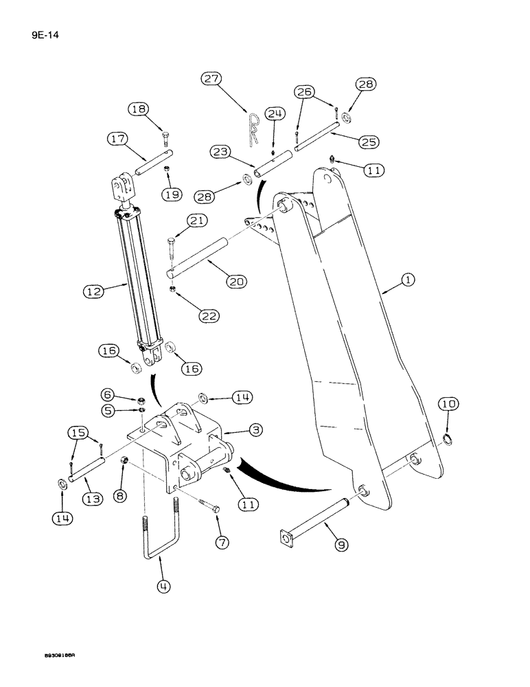 Схема запчастей Case IH 950 - (9E-14) - ROW MARKER LIFT ARM, 24 ROW NARROW, FRONT FOLD (09) - CHASSIS/ATTACHMENTS