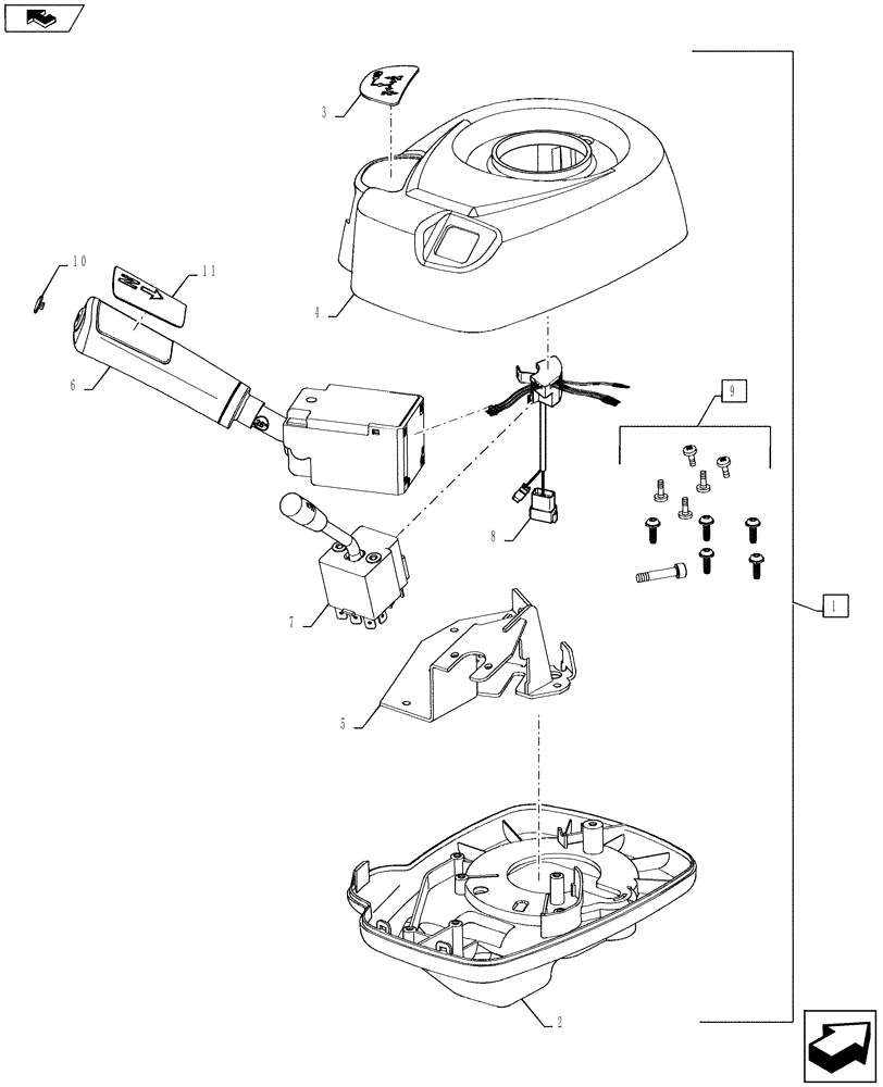 Схема запчастей Case IH MAGNUM 290 - (21.135.AQ[01]) - POWERSHIFT - TRANSMISSION CONTROL LEVER ASSY (21) - TRANSMISSION