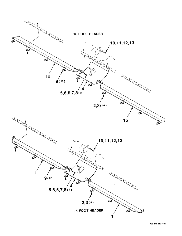 Схема запчастей Case IH 8820 - (7-18) - HEADER WEAR PLATE ASSEMBLY, 14 AND 16 FOOT (09) - CHASSIS