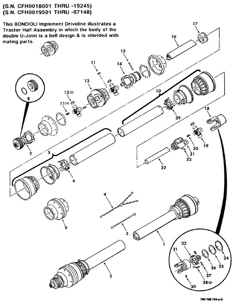 Схема запчастей Case IH 8530 - (2-08) - IMPLEMENT DRIVELINE (BONDIOLI), (S.N. CFH0018001 THRU -19245 Driveline