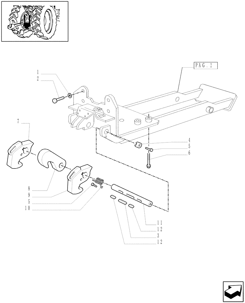 Схема запчастей Case IH MXU110 - (1.89.3/04[01]) - (VAR.559) FRONT HPL AND FRONT PTO WITH SHAFT WITH 6 SPLINES - TOW HOOK (09) - IMPLEMENT LIFT