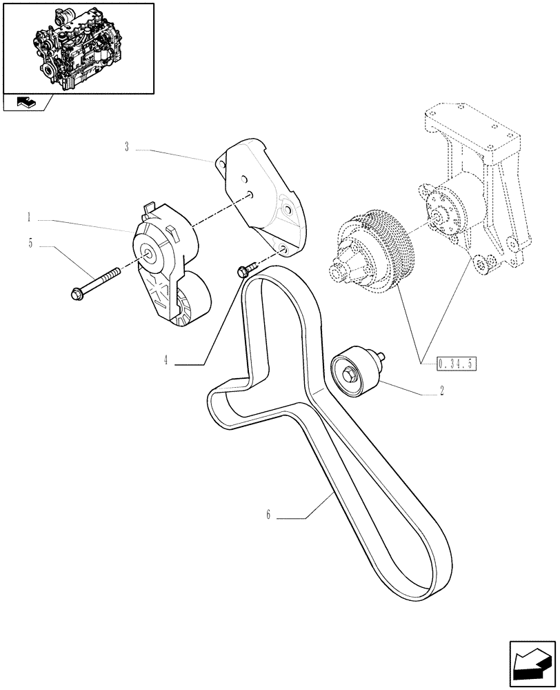 Схема запчастей Case IH PUMA 140 - (0.34.0) - WATER PUMP DRIVE (01) - ENGINE