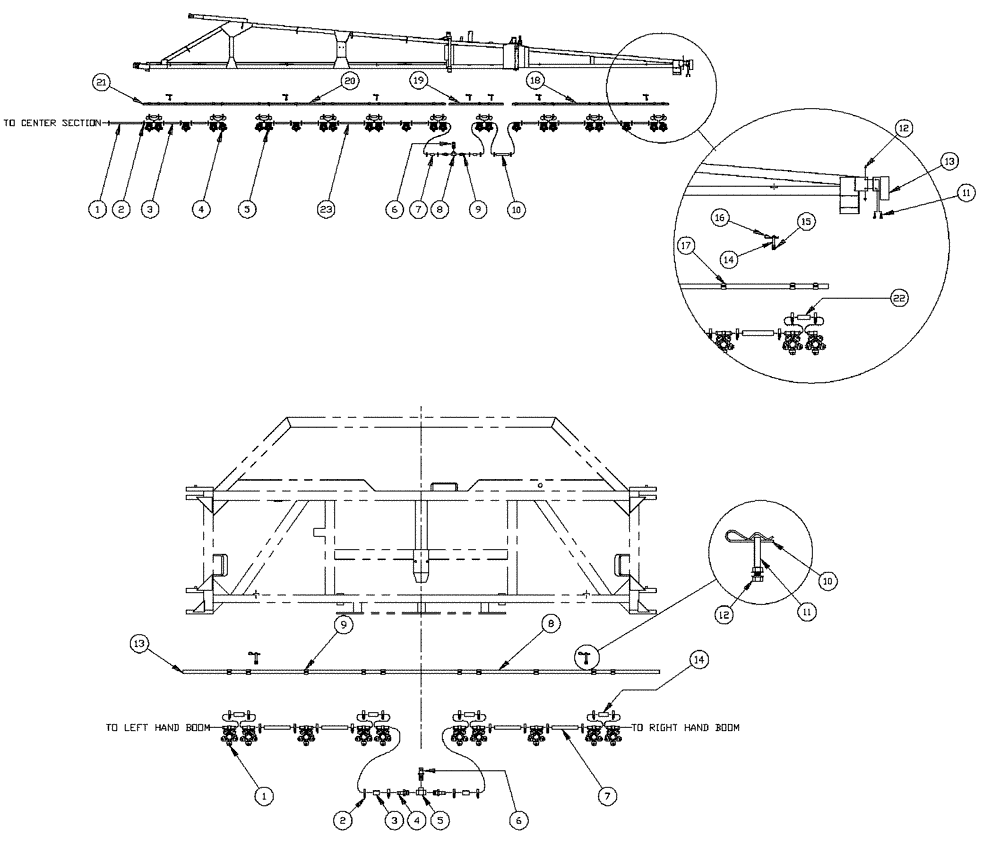 Схема запчастей Case IH PATRIOT XL - (09-029[02]) - 60 3-BOOM SHUTOFF-20"/30" ON CENTER-NOZZLES, LH BOOM 5-WAY NOZZLES Liquid Plumbing