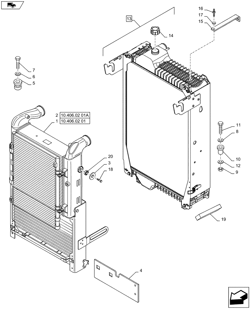 Схема запчастей Case IH PUMA 130 - (10.406.01) - RADIATOR & RELATED PARTS (10) - ENGINE