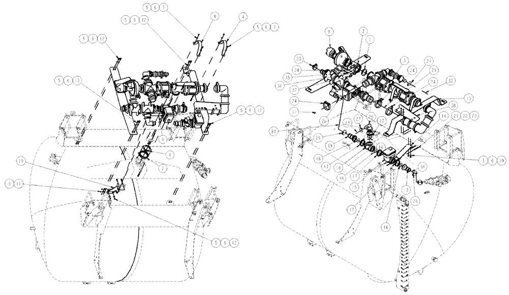 Схема запчастей Case IH SPX4260 - (09-047) - 1200 GALLON TANK, BOTTOM PLUMBING Liquid Plumbing