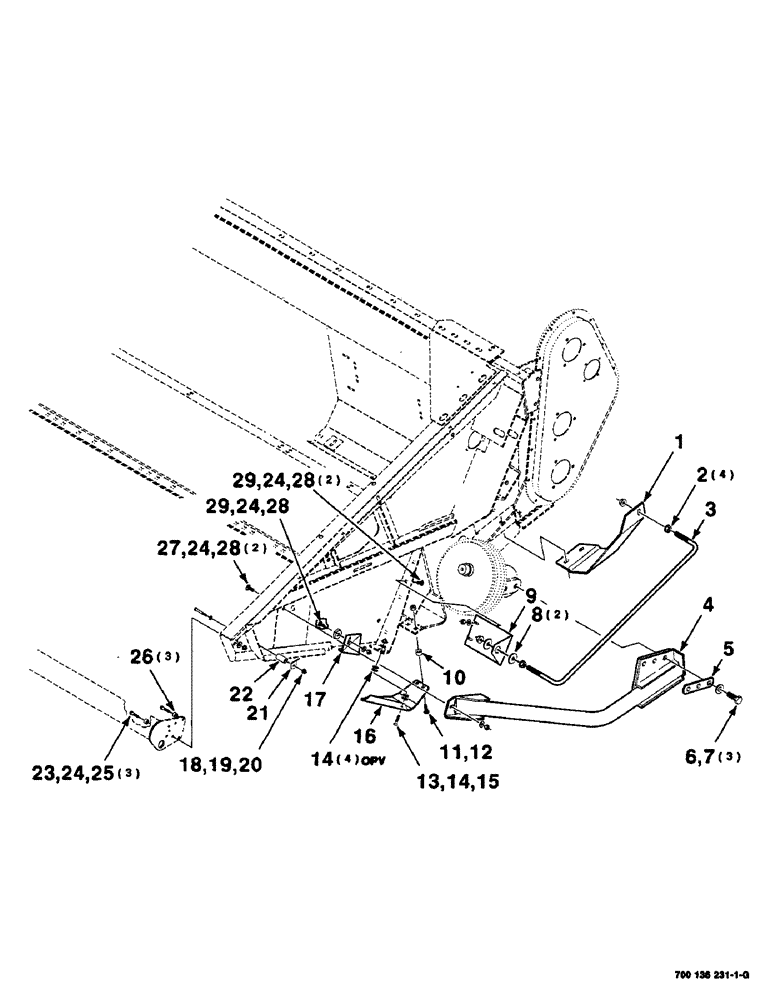 Схема запчастей Case IH SC412 - (7-20) - DIVIDERS, LEANBAR AND MOUNTING ASSEMBLIES (LEFT) (09) - CHASSIS