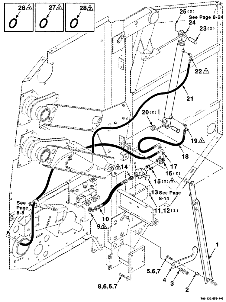 Схема запчастей Case IH RS561A - (8-006) - HYDRAULIC ASSEMBLY,  TAILGATE,  LEFT, WITHOUT MESH WRAP (07) - HYDRAULICS