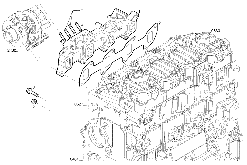 Схема запчастей Case IH F5AE9484G A003 - (0780.034) - EXHAUST MANIFOLD 