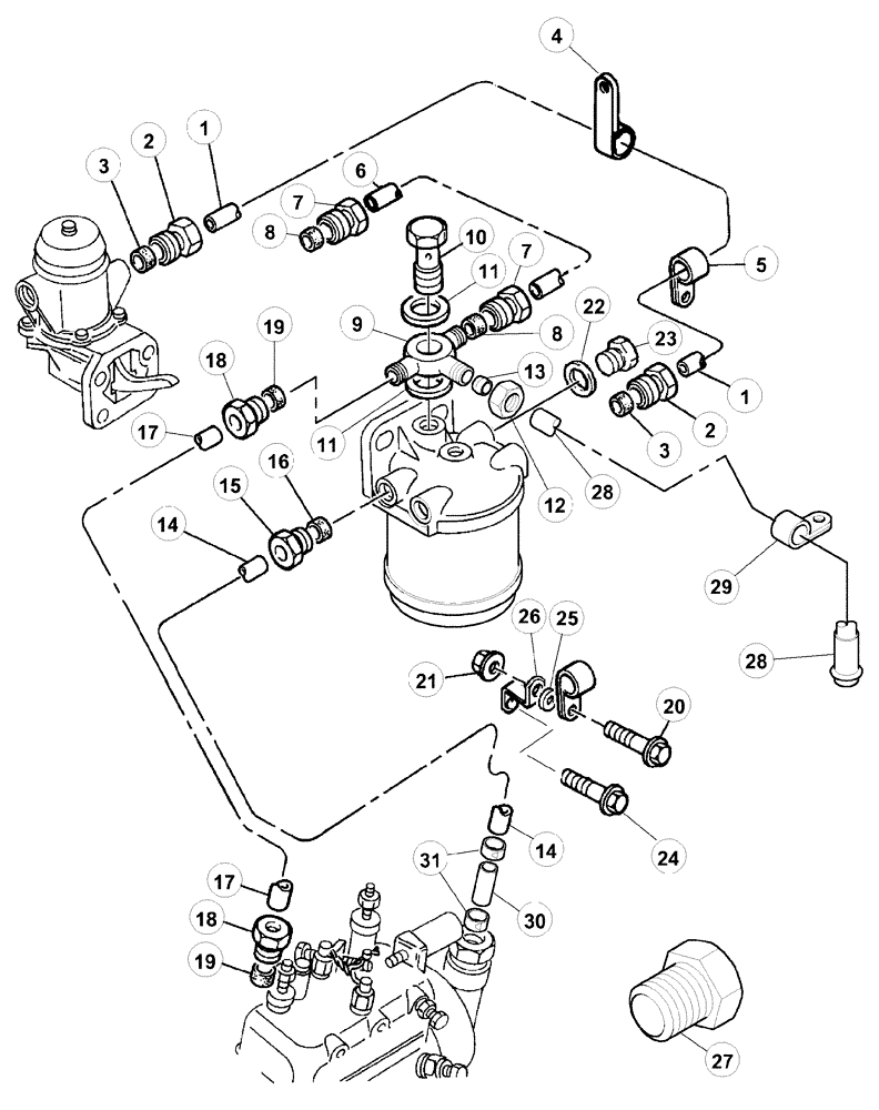 Схема запчастей Case IH CX100 - (03-03) - FUEL LINES, CX80, CX90, CX100 (03) - FUEL SYSTEM