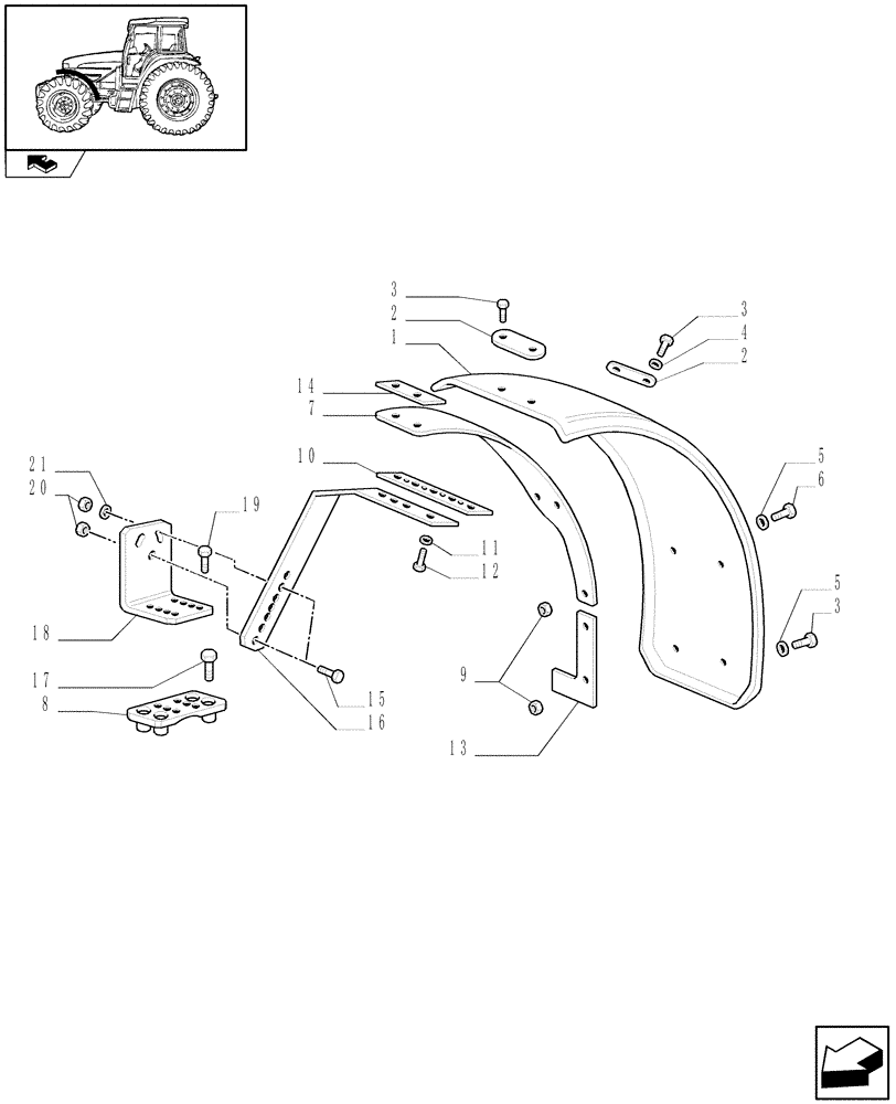 Схема запчастей Case IH FARMALL 85U - (1.87.0/03) - ADJUSTABLE FRONT FENDERS (VAR.330495) (08) - SHEET METAL