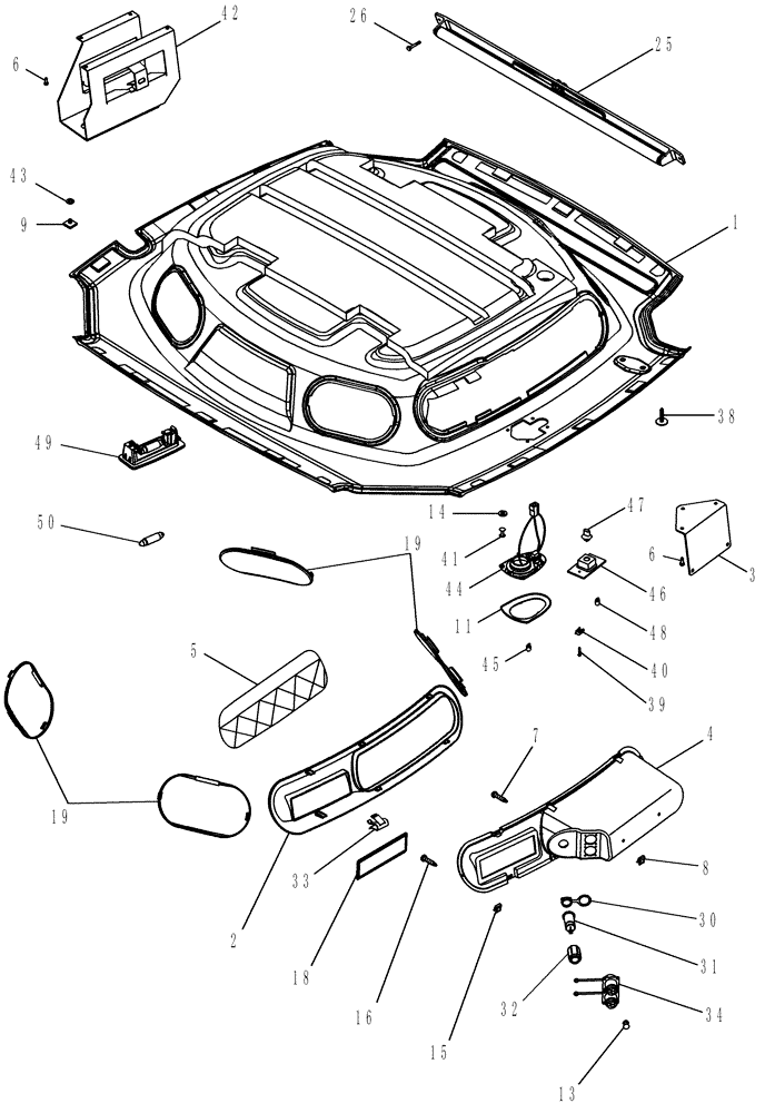 Схема запчастей Case IH MX285 - (09-24) - CAB - HEADLINER, DELUXE AND LUXURY TRIM (09) - CHASSIS/ATTACHMENTS