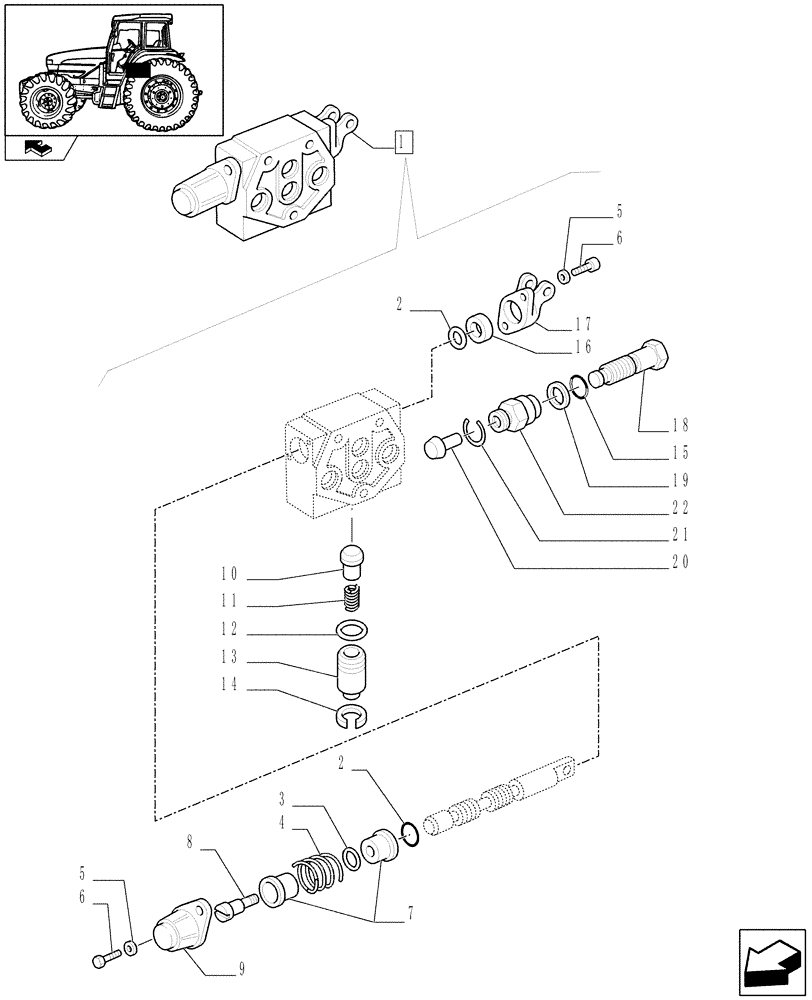 Схема запчастей Case IH FARMALL 105U - (1.82.7/ A) - DOUBLE EFFECT DISTRIBUTOR - CONTROL VALVE BREAKDOWN (07) - HYDRAULIC SYSTEM