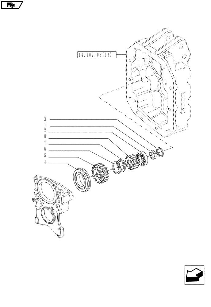 Схема запчастей Case IH MAGNUM 190 - (14.102.05[02]) - PTO 540/1000 RPM - GEARS, WITH CONTINUOUSLY VARIABLE TRANSMISSION (14) - MAIN GEARBOX & DRIVE